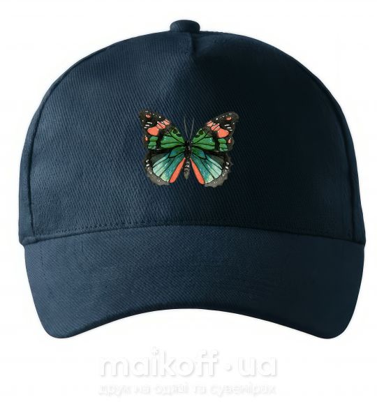 Кепка Оранжево-зеленая бабочка Темно-синій фото
