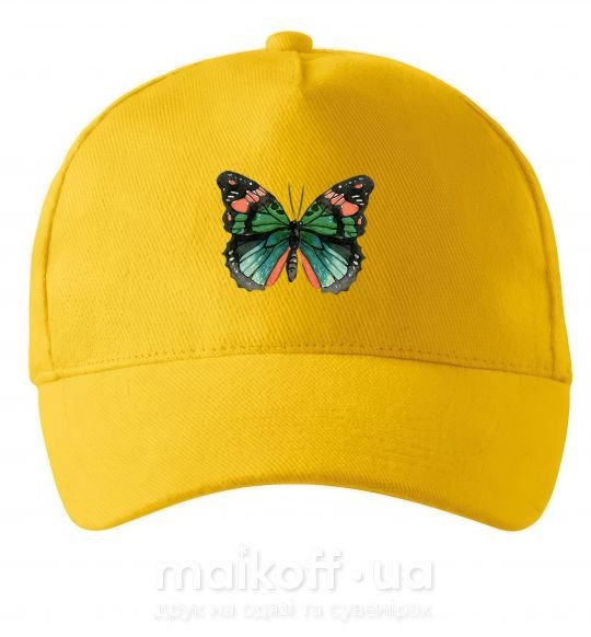 Кепка Оранжево-зеленая бабочка Сонячно жовтий фото