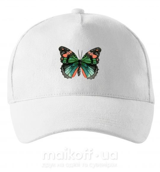 Кепка Оранжево-зеленая бабочка Белый фото