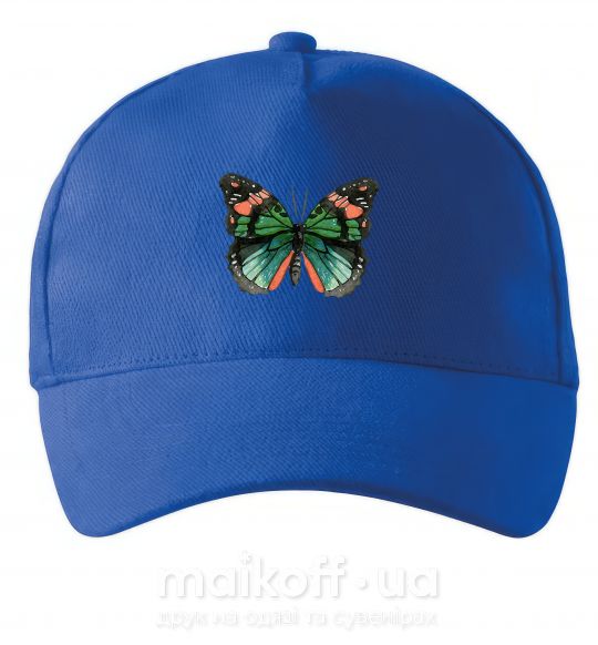 Кепка Оранжево-зеленая бабочка Ярко-синий фото