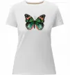 Женская премиум футболка Помаранчево-зелений метелик Белый Женская премиум футболка Помаранчево-зелений метелик Белый фото
