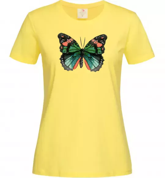 Женская футболка Помаранчево-зелений метелик Лимонный фото