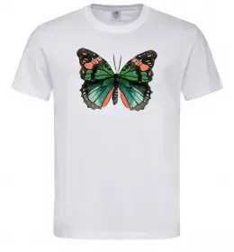 Мужская футболка Помаранчево-зелений метелик Белый фото