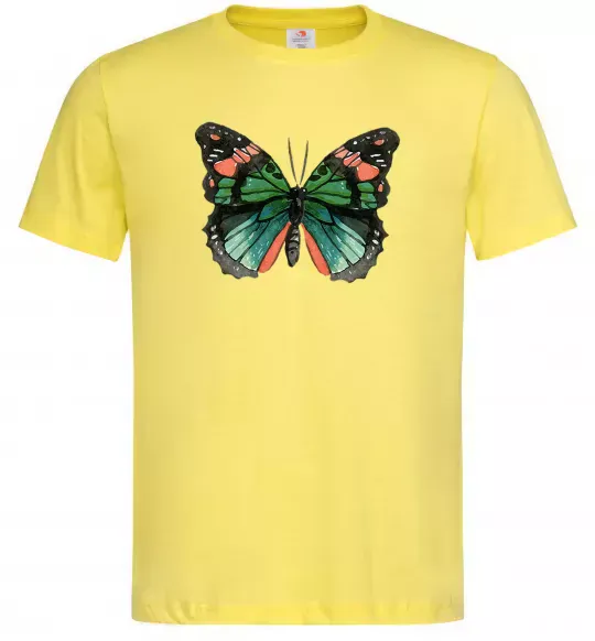 Мужская футболка Помаранчево-зелений метелик Лимонный фото