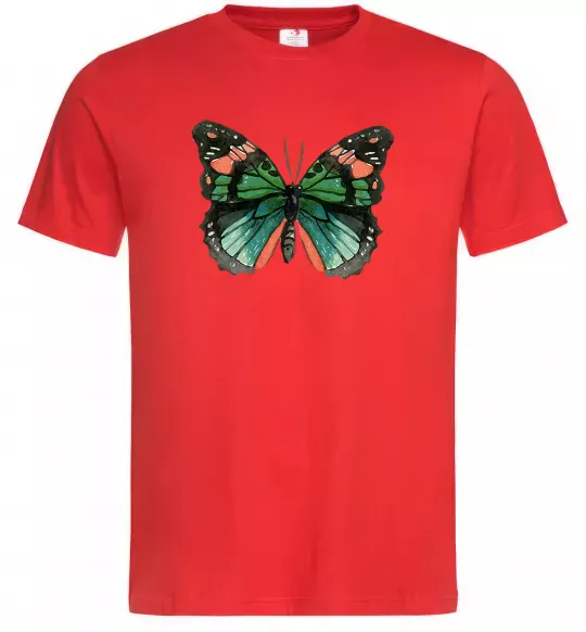 Мужская футболка Помаранчево-зелений метелик Красный фото