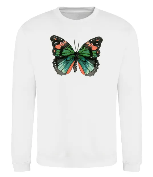 Світшот Помаранчево-зелений метелик Білий фото