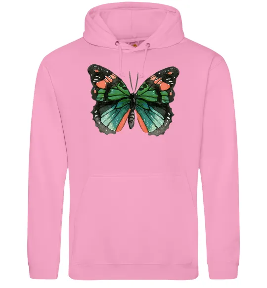 Чоловіча толстовка (худі) Помаранчево-зелений метелик Рожевий фото
