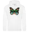 Жіноча толстовка (худі) Помаранчево-зелений метелик Білий фото