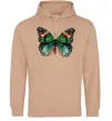 Жіноча толстовка (худі) Помаранчево-зелений метелик Пісочний фото