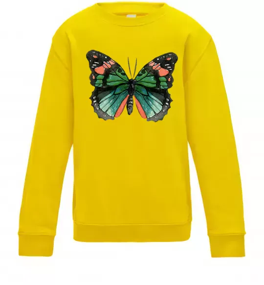 Дитячий світшот Помаранчево-зелений метелик Сонячно жовтий фото