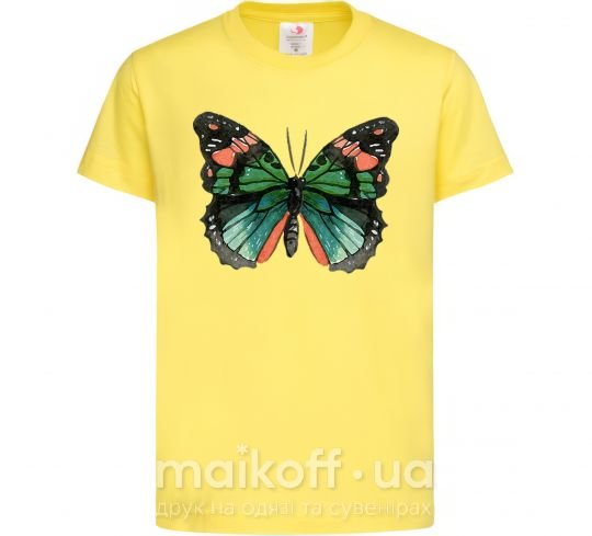 Детская футболка Оранжево-зеленая бабочка Лимонный фото