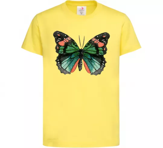 Детская футболка Помаранчево-зелений метелик Лимонный фото