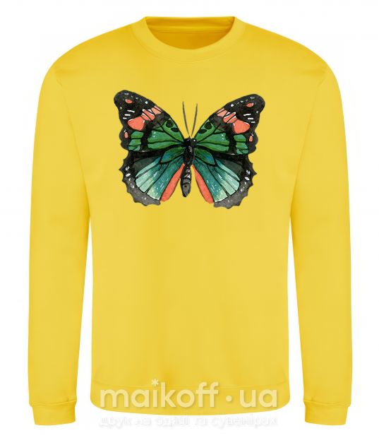 Світшот Оранжево-зеленая бабочка Сонячно жовтий фото