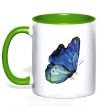 Чашка з кольоровою ручкою Blue butterfly Зелений фото