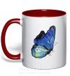 Чашка з кольоровою ручкою Blue butterfly Червоний фото