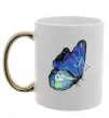 Чашка с цветной ручкой Blue butterfly Золото Чашка с цветной ручкой Blue butterfly Золото фото