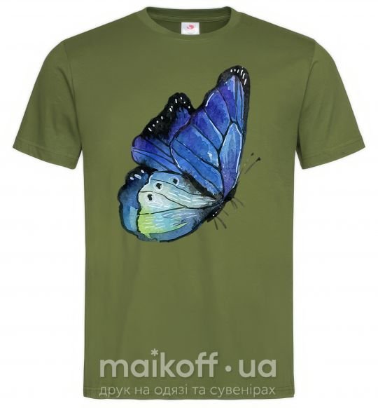 Мужская футболка Blue butterfly Оливковый фото