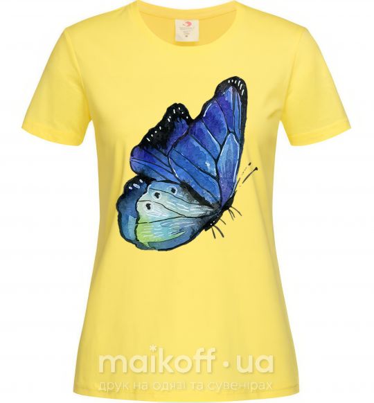 Женская футболка Blue butterfly Лимонный фото