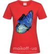 Женская футболка Blue butterfly Красный фото