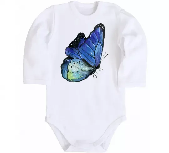 Дитячий бодік Blue butterfly Білий фото