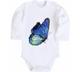 Дитячий бодік Blue butterfly Білий фото