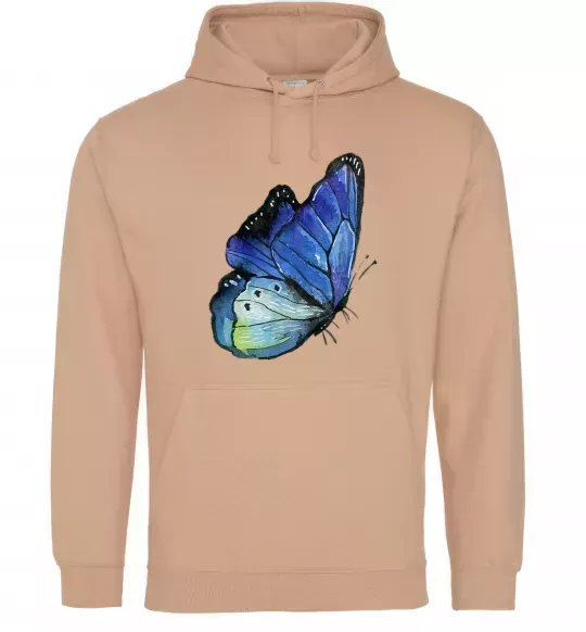 Женская толстовка (худи) Blue butterfly Песочный фото