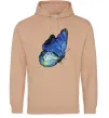 Женская толстовка (худи) Blue butterfly Песочный фото
