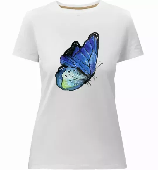 Женская премиум футболка Blue butterfly Белый фото