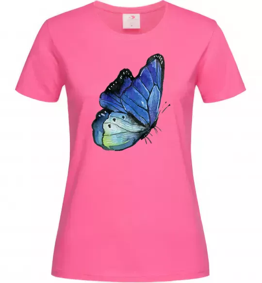 Женская футболка Blue butterfly Ярко-розовый фото