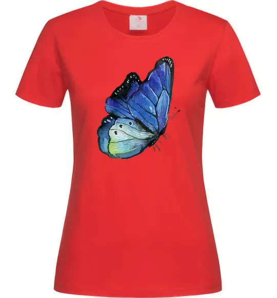Женская футболка Blue butterfly Красный фото