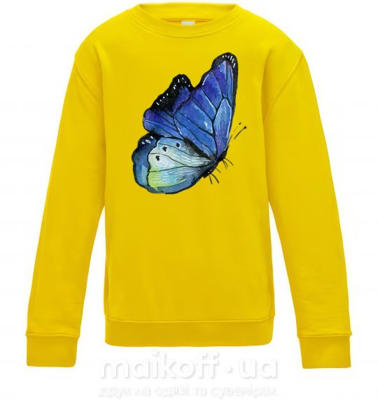 Детский Свитшот Blue butterfly Солнечно желтый фото