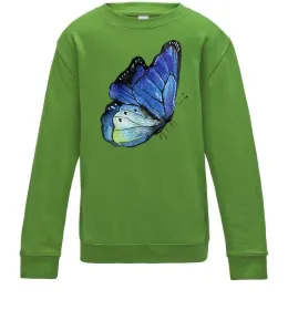 Детский Свитшот Blue butterfly Лаймовый фото