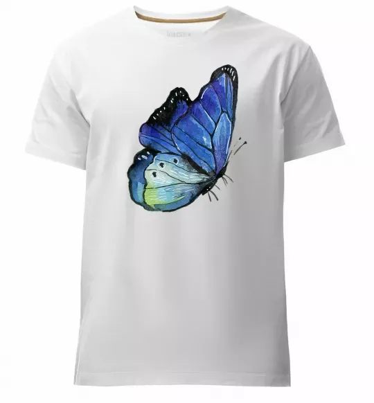 Чоловіча преміум футболка Blue butterfly Білий фото