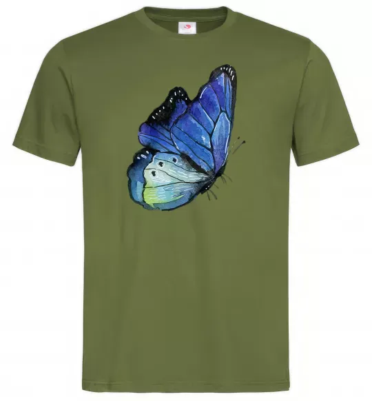 Мужская футболка Blue butterfly Оливковый фото