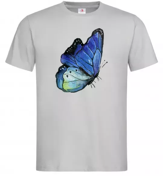 Мужская футболка Blue butterfly Серый фото
