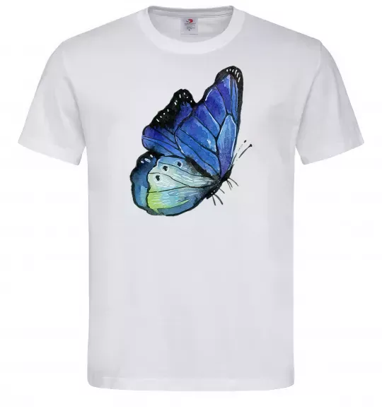 Мужская футболка Blue butterfly Белый фото