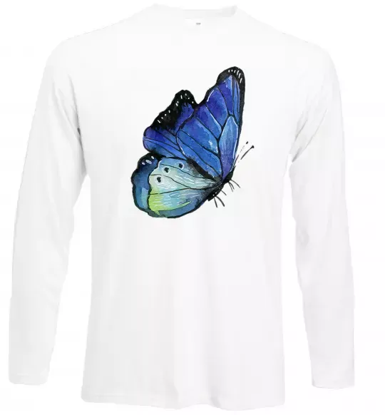 Лонгслив Blue butterfly Белый фото