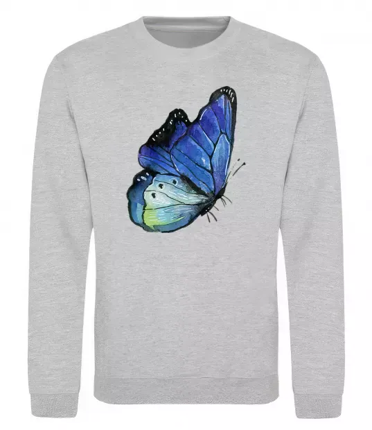 Свитшот Blue butterfly Серый меланж фото