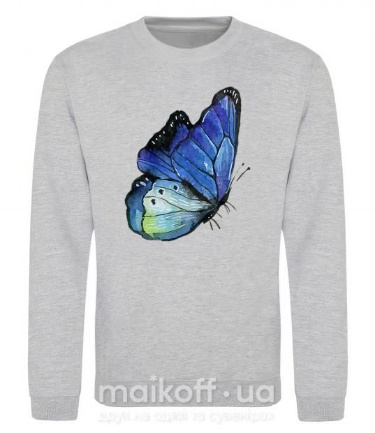 Свитшот Blue butterfly Серый меланж фото