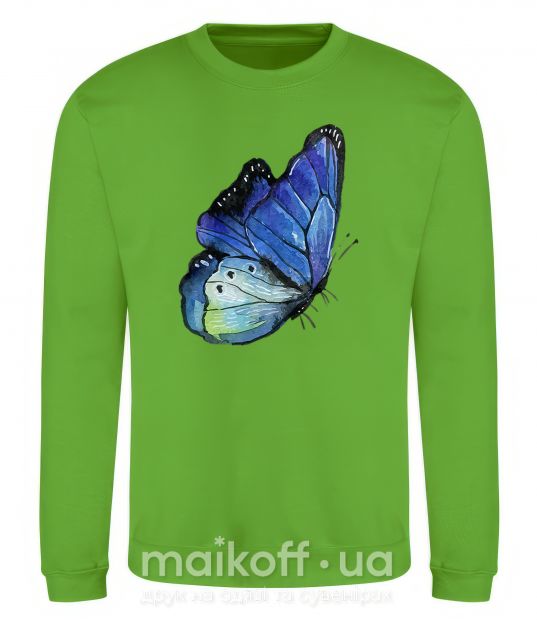 Світшот Blue butterfly Лаймовий фото