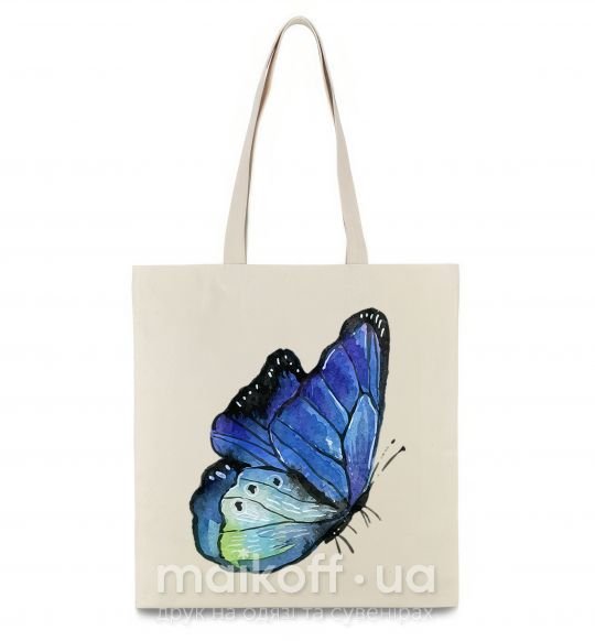 Еко-сумка Blue butterfly Бежевий фото