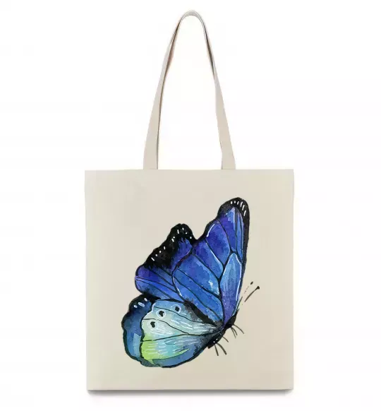 Еко-сумка Blue butterfly Бежевий фото