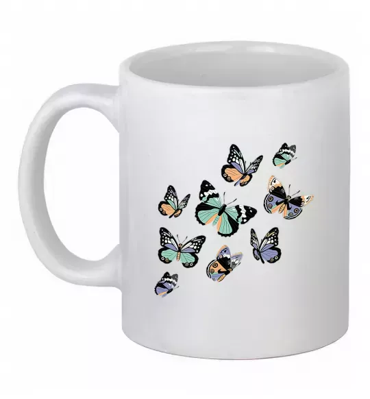 Чашка керамическая Малюнок метелики Белый фото