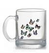 Чашка скляна Рисунок бабочек Прозорий фото
