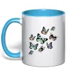 Чашка с цветной ручкой Малюнок метелики Голубой фото