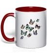 Чашка с цветной ручкой Рисунок бабочек Красный фото