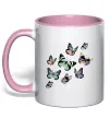 Чашка с цветной ручкой Малюнок метелики Нежно розовый фото