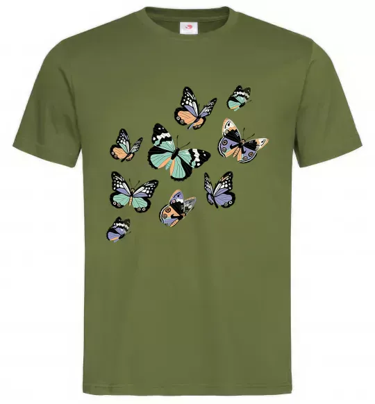 Мужская футболка Малюнок метелики Оливковый фото