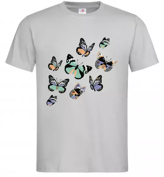 Мужская футболка Малюнок метелики Серый фото