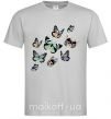 Мужская футболка Рисунок бабочек Серый фото
